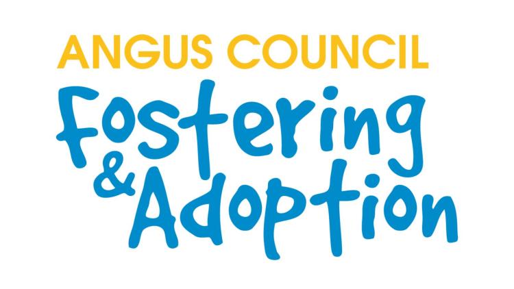 image of Angus Council's fostering and adoption logo which has in writting the words Angus Council fostering and adoption