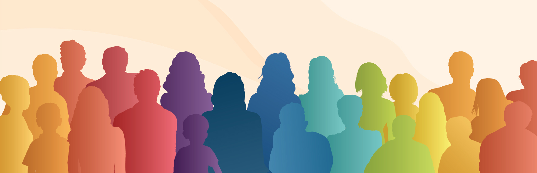 Colorful silhouette crowd graphic